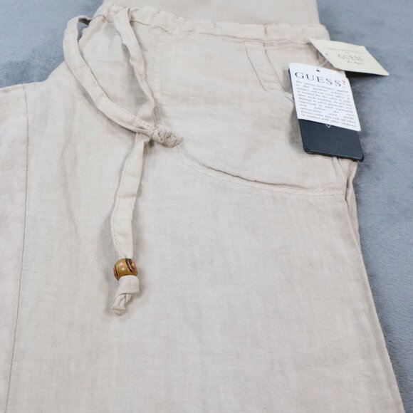 Guess Linen Blend Jogger Pants Women S Beige Casual Elastic Waist NWT Read - Picture 8 of 15